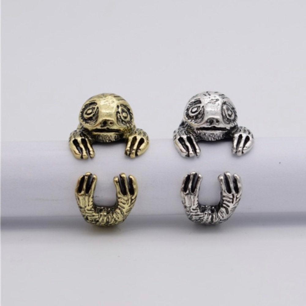 NEW Funny Cute Adjustable Metal Sloth Animal Ring